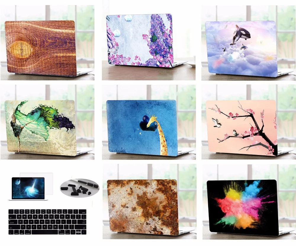 Laptop Shell Case Keyboard Cover Dust Plugs Screen Protector LCD Film Sleeve For 13 15