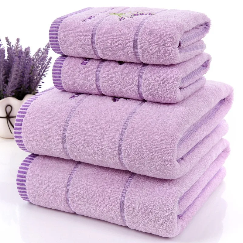 3pcs/set Elegant Lavender Cotton Terry Towel set for Adults Face Bathroom Hand bath Towels Toallas de Mano