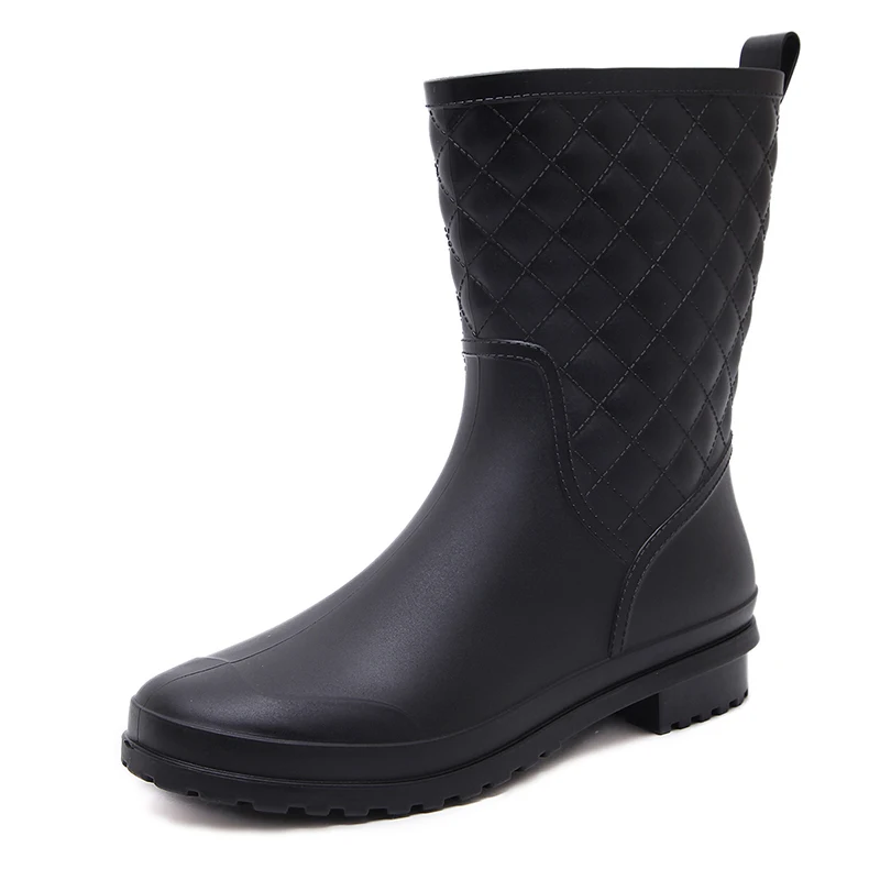 

Autumn Shoes Woman Mid Calf Rainboots Waterproof PVC Rain Boots Women Flat Platform Boots Spring Casual Rainy Shoes Botas Mujer