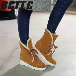 ECTIC/2018 новые женские сапоги на шнуровке, модные сапоги, женская обувь, теплая женская зимняя обувь, мягкие удобные новые женские зимние