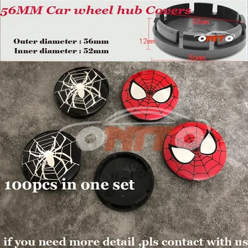 

Free shipping 100pcs 56mm 2.20inch Car Emblem Wheel Hub Cap Auto Rims Wheels Cover For Spider-Man logo badge label Car-styling