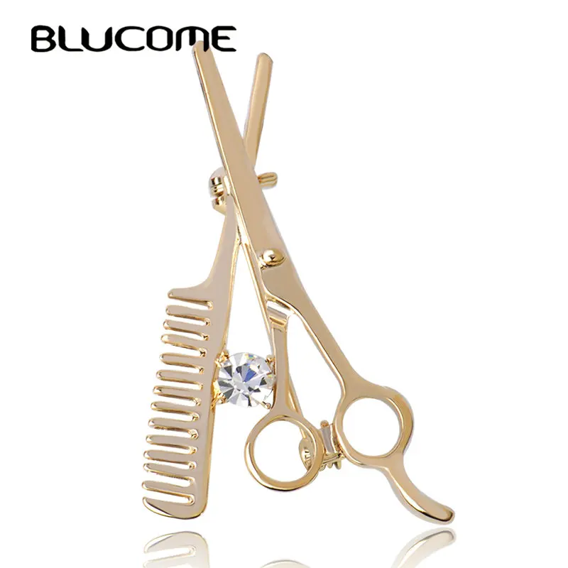

Fashion Comb Scissors Brooch Hat Collar Clips Bijoux Austrian Crystal Hijab Pins Up Brooches For Wedding Dress 2016 Fine Jewelry