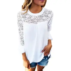 2019 летние пикантные выдалбливают для женщин блузки для малышек Топ Твердые с длинным рукавом Элегантная шифоновая блузка Рубашки