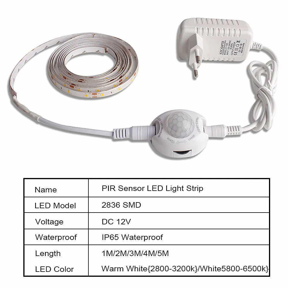 Водонепроницаемая светодиодная лента SMD 2835 DC 12 V светодиодный Светодиодная лента с датчиком движения контроллер ТВ ПОДСВЕТКА Диодная лента tira светодиодный