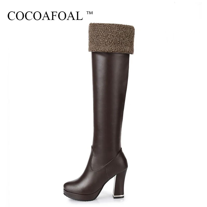 

COCOAFOAL Women's Sexy Winter Over The Knee Boots Plus Size 33 43 Thigh High Boots Black Chivalry Boots White High Heeled Shoes