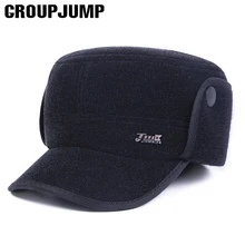 Бренд GROUP JUMP, дизайнерские зимние шапки в стиле милитари для мужчин, одноцветная армейская Кепка, Мужская Толстая теплая винтажная Кепка на плоской подошве, высокое качество, Gorros