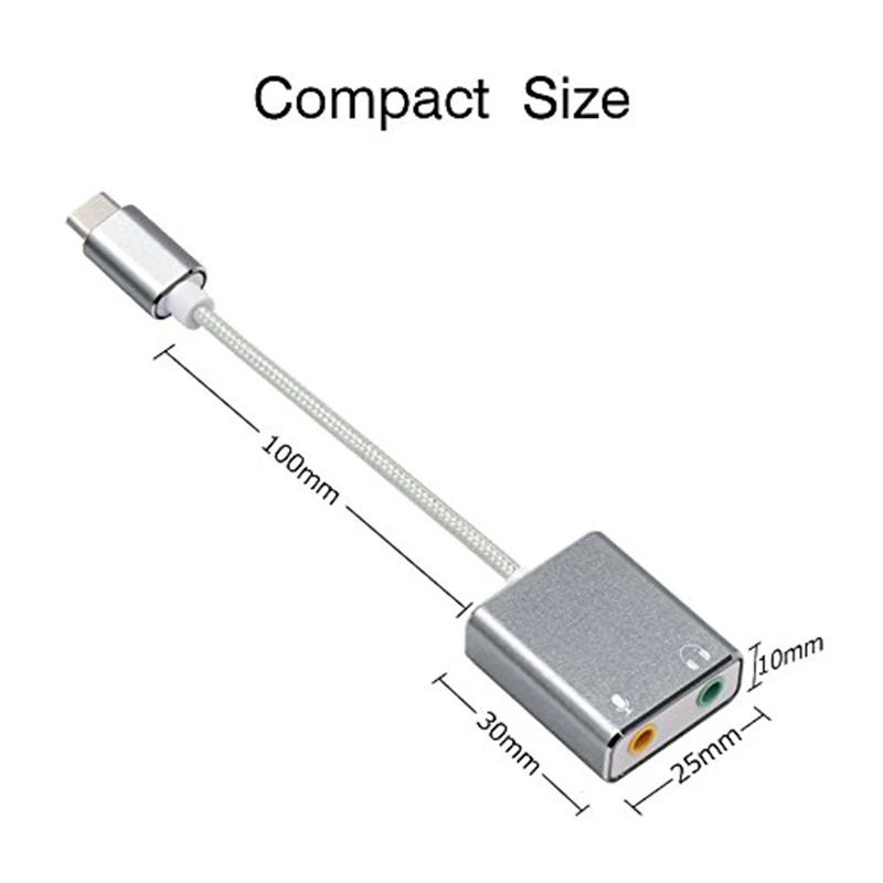 Адаптер для стереозвука USB C Type 3D с разъемом 3 5 мм наушников и микрофона|cable type c|cable