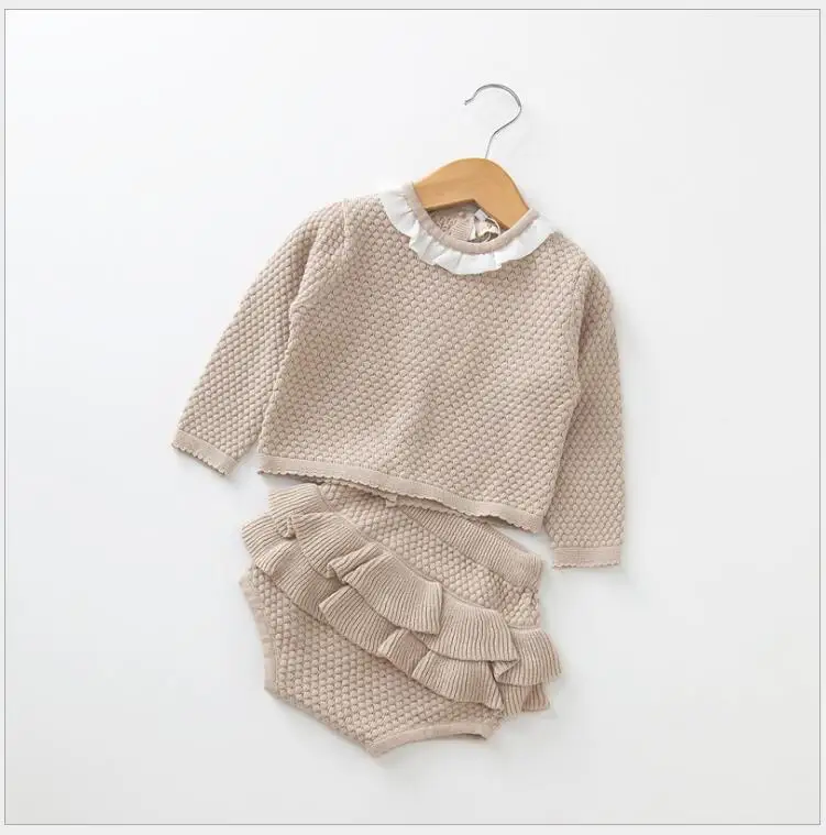 

Autumn New Baby Girl Clothing Sets newborn Knitted Cotton Long Sleeve Sweater Shorts Outfits fall winter Kids Clothes 0-2 Yrs