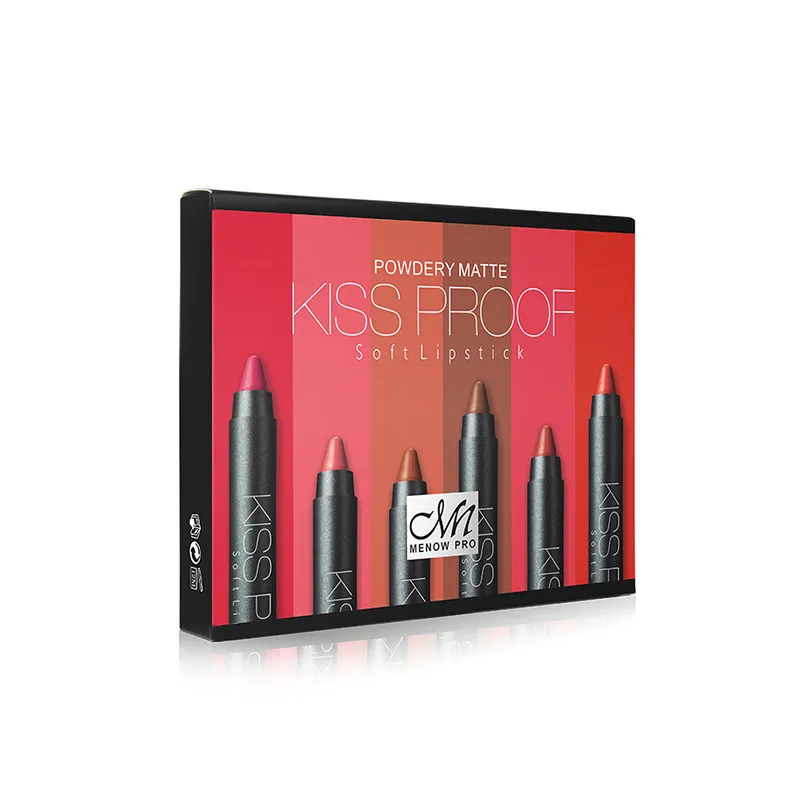 MENOW бренд макияж набор 6 kiss proof губная помада и точилка для карандашей и гель для удаления водостойких губ Макияж комбинированный косметический набор