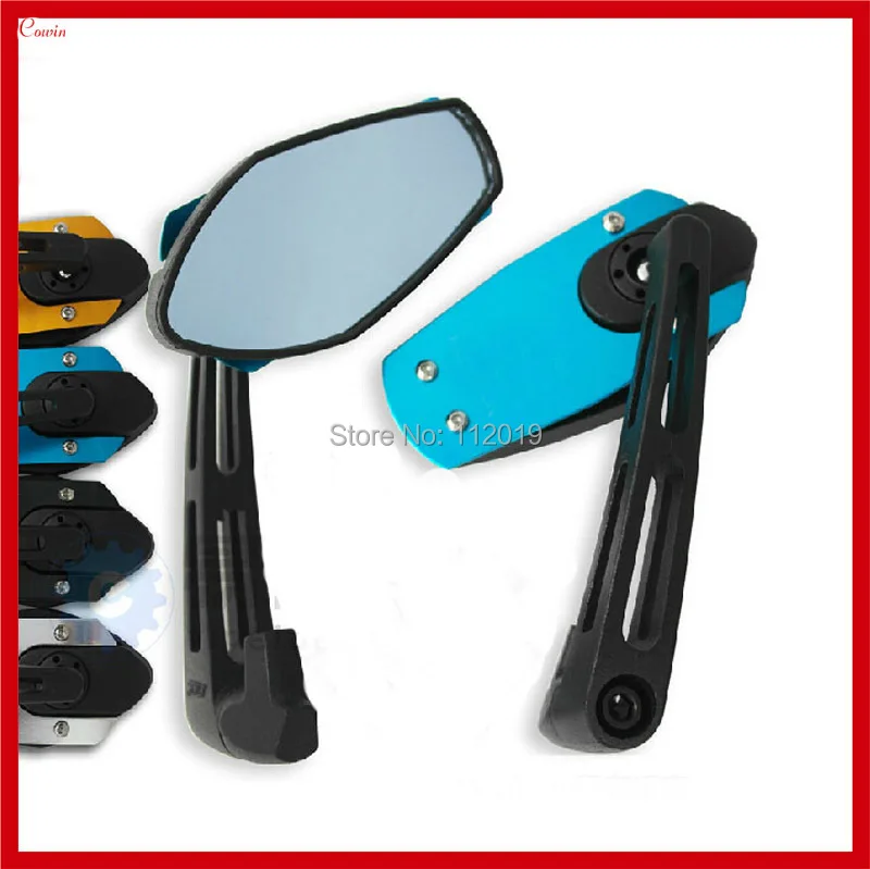New 1 Pair Adjustable Blue Ant Mirror Motorcycle Street Bike Bar End