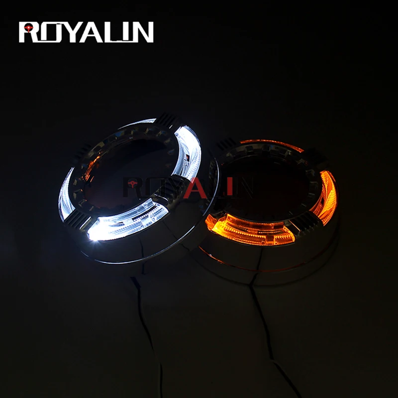 ROYALIN DRL Объектив проектора кожухи для квадрокоптера маски 3,0 дюймов белый Янтарный светодиодный светильник дневного света белый желтый DIY