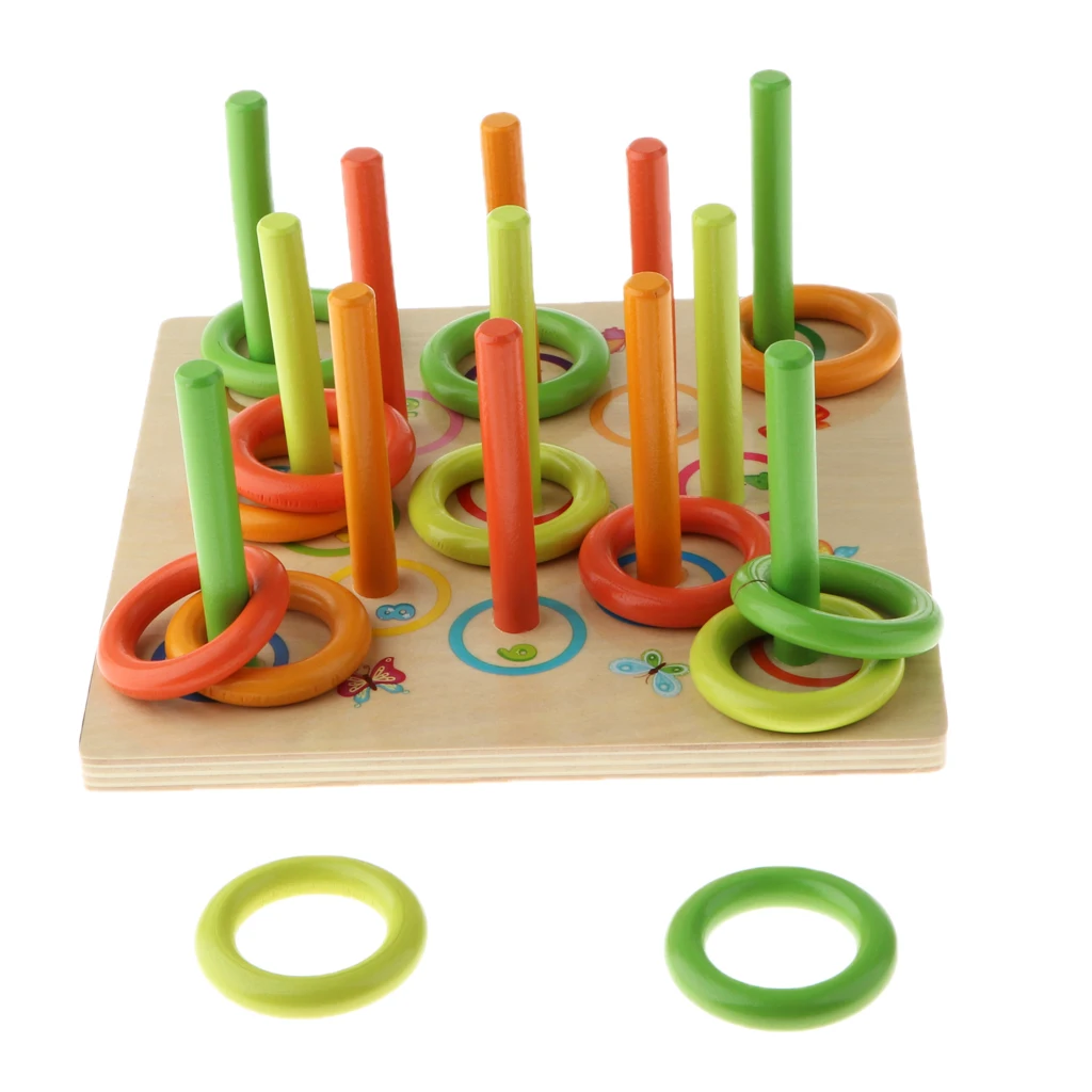 Wooden Colorful Rings Stacking Block Toys Safe Painted Educational Puzzles Preschool Toys Birthday Gifts