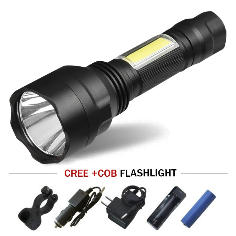 

2018 Self Defense 5 T6 L2 Tactical Flashlight Led Cree Xml Xm-l2 Torch Waterproof Flash Light 18650 Rechargeable Battery