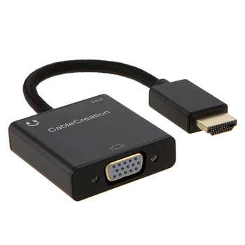 

HDMI Female to VGA Male Converter Digital to Analog Video Audio Converter with Audio 3.5mm Adapter Micro USB port for PC Laptop
