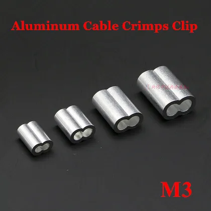 100pcs 3mm M3 Aluminum Cable Crimps Sleeve Shape 8 Double Hole Ferrule Crimping Loop Oval Wire Rope Clip Swage Fittings