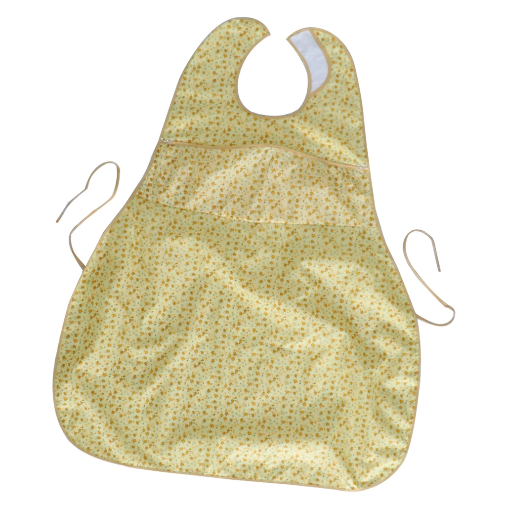 Washable Adult Reusable Eating Bibs Elderly Disability Aid Apron with Catch Pocket for Men Women Senior Citizens Elderly