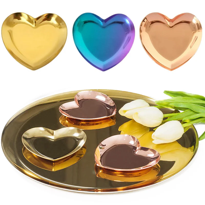 Jewelry Plate Golden Tray Elegant Jewelry Tray Stainless Steel Jewelry Pretty Jewelry Organizer Trays Drop Shipping