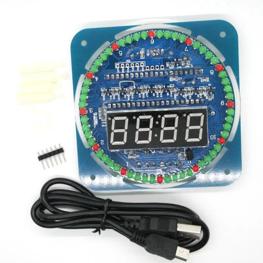 

Assembled DS1302 Rotating LED Electronic Digital Clock Kit 51 SCM Learning Board 5V