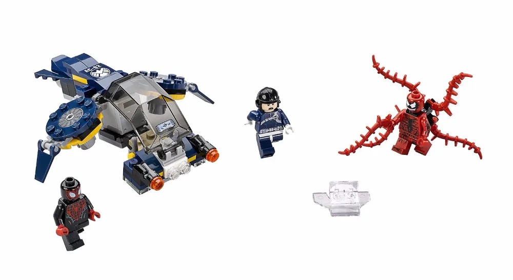 

07030 Super Heroes Carnage's Shield Sky Attack SHIELD jet flyer Building Block Set SpiderMan figures Kids Toy 76036 Compatible