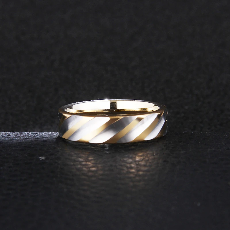 CACANA 6mm Steel Band Wedding Ring fashion silver gold ring 316L stainless steel ring for women men Valentine's Day gift