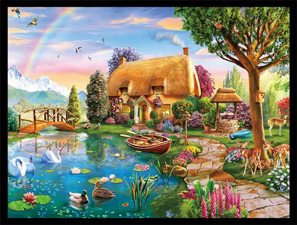 5D DIY Алмазная картина "красивые пейзажи" вышивка крестиком круглая Алмазная мозаика картина украшение дома - Цвет: Черный