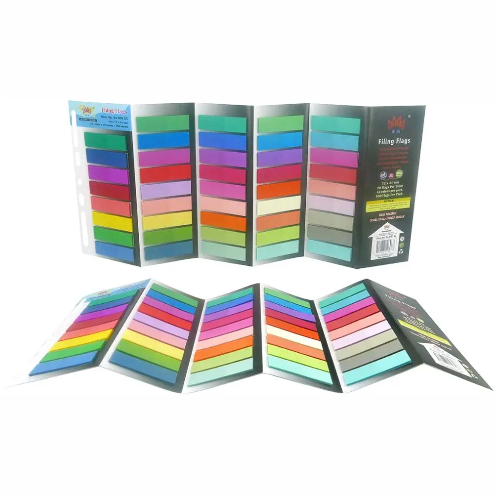 

4A Sticky Notes Flags Set,Neon Color Page Marker Index Label, Transparent Tabs,12x44mm, 1760 sheets total, 4A 60144x2