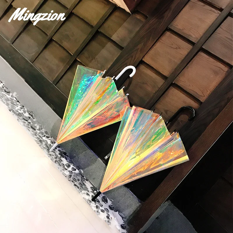 

Mingzion Laser Umbrella Unicorn Kids Umbrellas Rainbow Film Colour Changing Umbrella Children Transparent Umbrellas Dropshipping