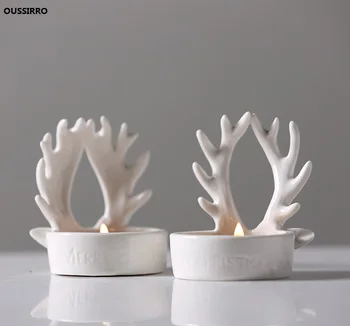 

2 Pcs/Set Ceramic Antlers Candle Holders decoration creative home decorations wedding supplies ornaments candle romantic