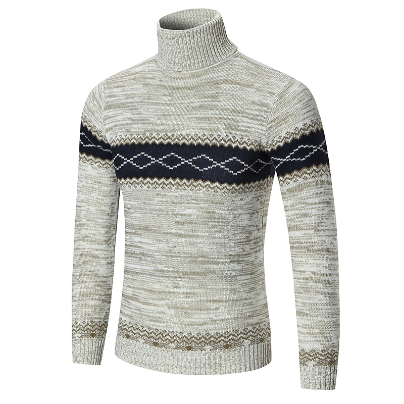 

2017 autumn winter new men's casual long sleeved Sweater men Chinese style slim pullovers turtlenecked Geometric pattern sweater