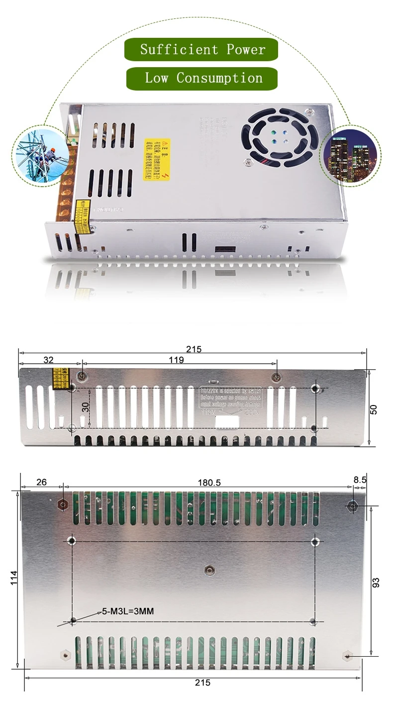 SMUN S-400-60 импульсный источник питания 400W 60V 6.7A не водонепроницаемый SMPS