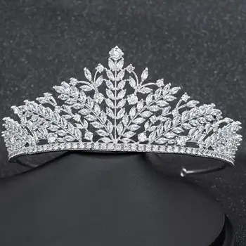 

Cubic Zirconia Wedding Bridal Princess Tiara Crown Women Girl Prom Hair Jewelry Accessories Real Platinum Plated CH10287
