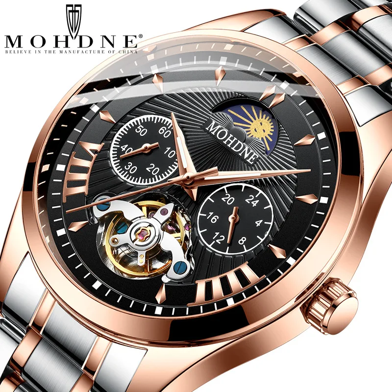

MOHDNE Brand Luxury Automatic mechanical watch hollow men's watches waterproof fashion Clock