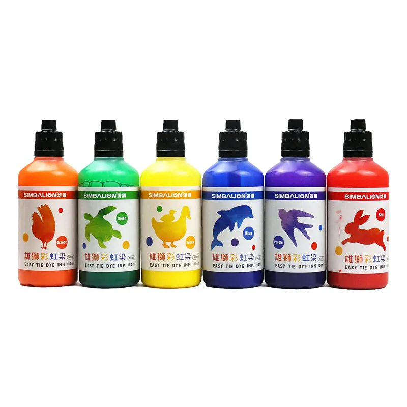 Simbalion Stationery set rainbow paint with a textile fabric pigment tie dyeing manual paper material can DIY 6 color dye