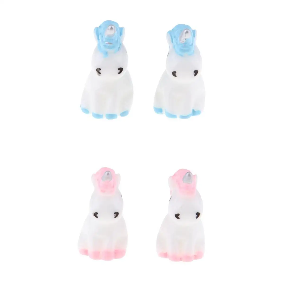  4 Packed Mini Resin Unicorn Statues Miniature Fairy Garden Dollhouse Ornaments Decoration Mini Landscape  Home Bedroom Decor