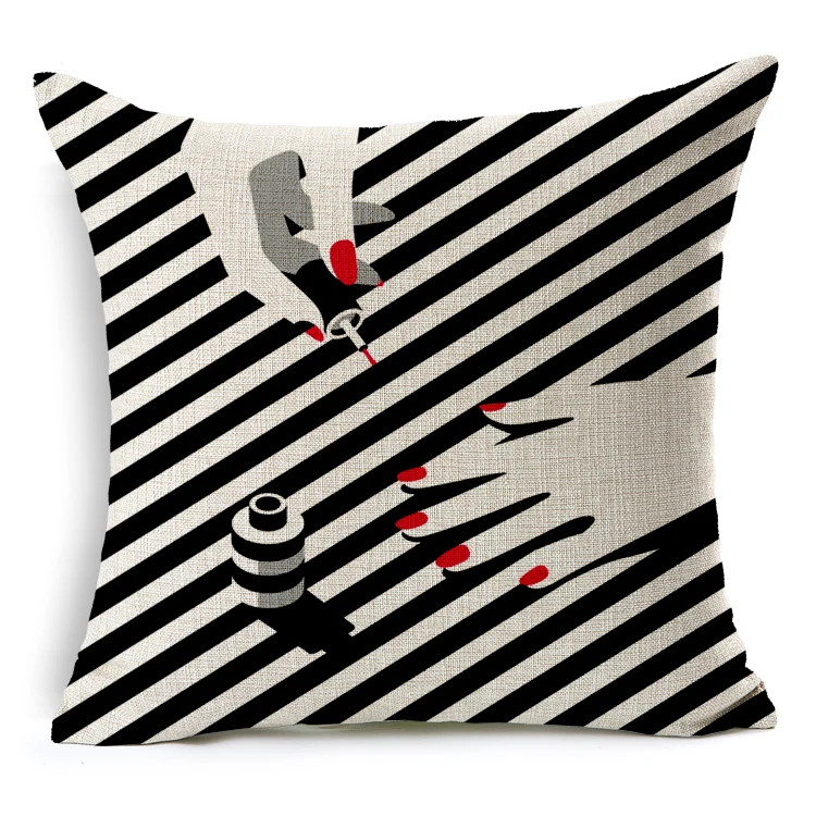 pillow case cover cotton and linen simple black and white style fashion makeup girly pop art pillow cushion satijn kussensloop pillow case cover cotton and linen simple black and white style fashion makeup girly pop art pillow cushion satijn kussensloop