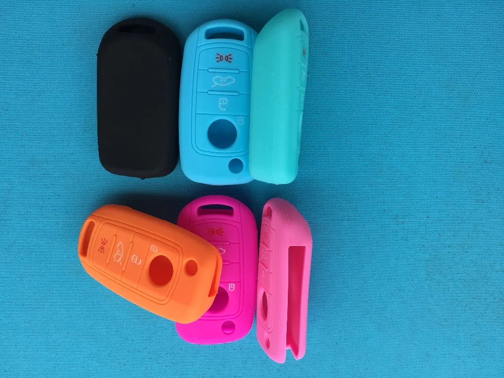 1Pc Silicone Car Key Case Cover For Fiat 500X Toro Tipo Egea 3 Buttons Remote Holder Flip Folding Protector For Dodge Neon Parts