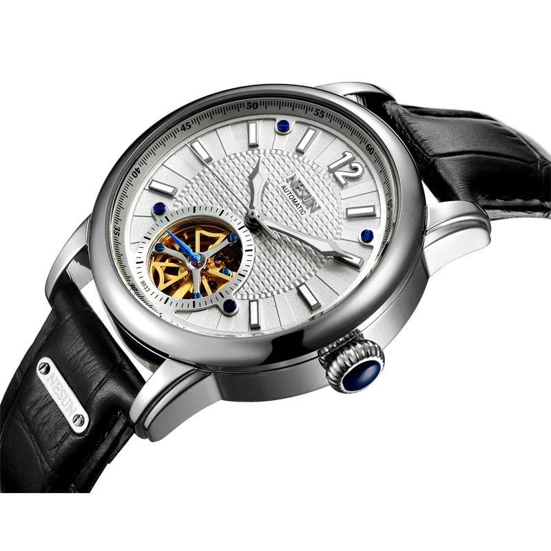 Швейцарские роскошные Брендовые Часы Nesun Skeleton Tourbillon мужские автоматические часы