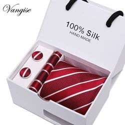 Nueva Corbata de Rayas Rojas para Hombre Tamaño Extra Largo 145 Cm * 8 Cm Corbata Paisley Jacquard de Seda Tejido Corbata Traje Traje de Fiesta de Bodas Caja de Regalo Nueva Corbata de Rayas Rojas para Hombre Tamaño Extra Largo 145 Cm * 8 Cm Corbata Paisley Jacquard de Seda Tejido Corbata Traje Traje de Fiesta de Bodas Caja de Regalo