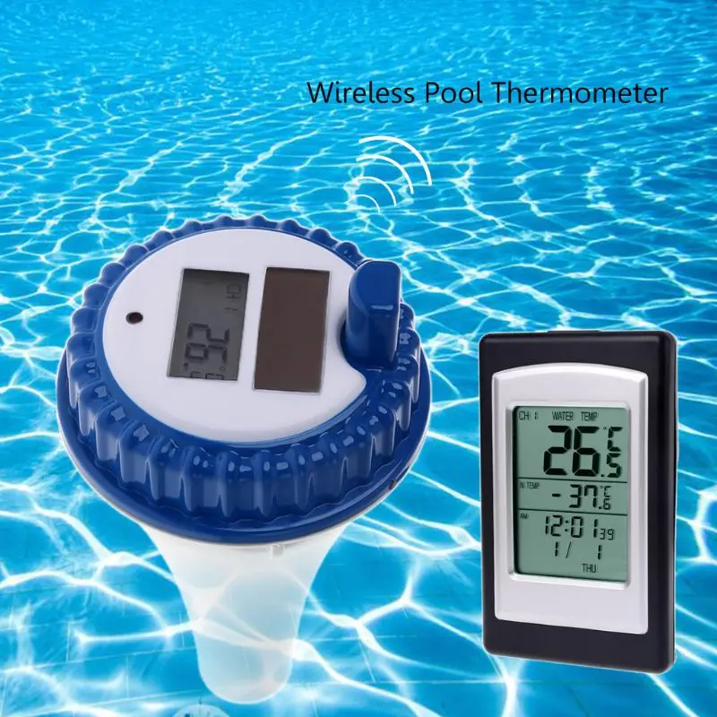

Solar Energy Digital Wireless Swimming Pool Thermometer SPA Floating Temperature Meter With 3 Channels/Time Alarm/Calendar