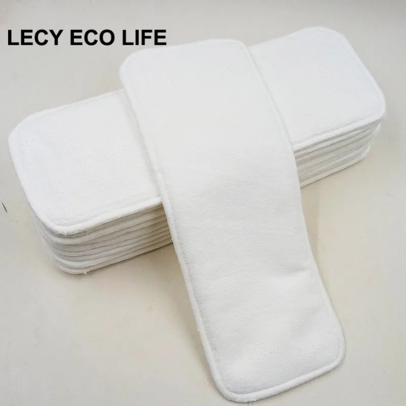 

LECY ECO LIFE 3 layers microfiber baby cloth diaper insert, 10 pcs absorbent urine pads for baby reusable nappies