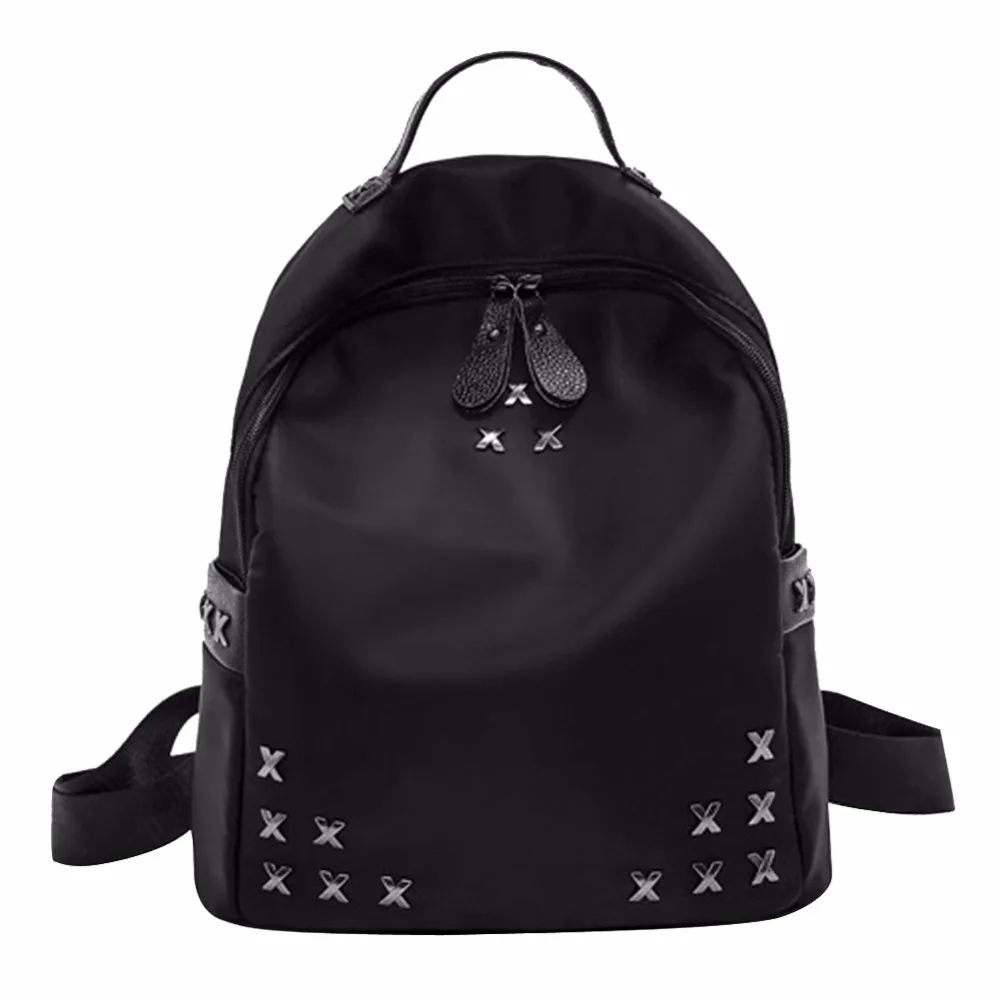 

2017 NEW Tide Backpack Rivets Waterproof Nylon Oxford Cloth Bag Backpack Leisure Soild Travel Backpack Mochila