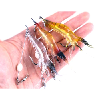 

100PCS YUZI luminous shrimp soft lure 7.5CM 6.6G fishing bait isca artificial soft baits leurre souple Fishing Shrimp Bait