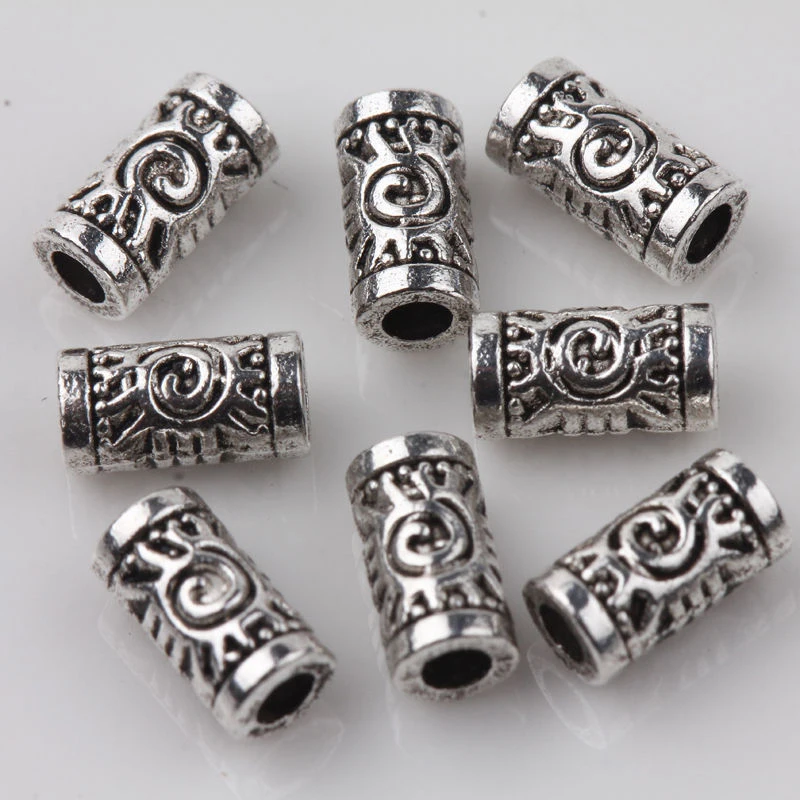 

50 pcs Metal Antique Silver Zinc Alloy beads Flower spacer tube beads Jewelry Making Bracelet