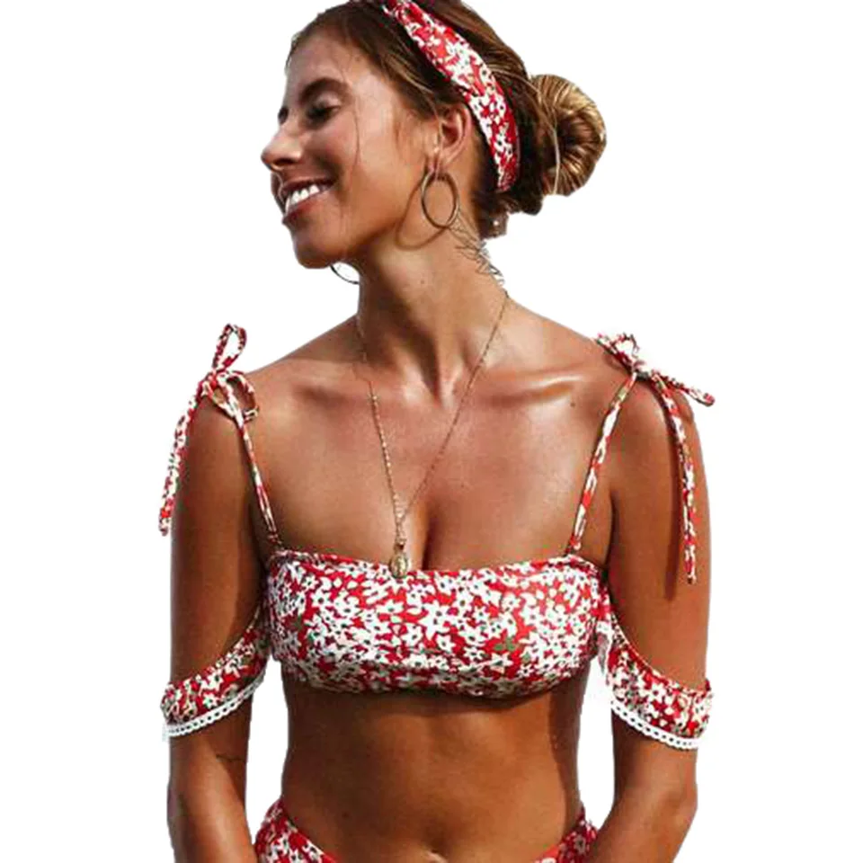 Bandeau Bikini Set Bandage Swimsuit high cut Swimwear  (4)