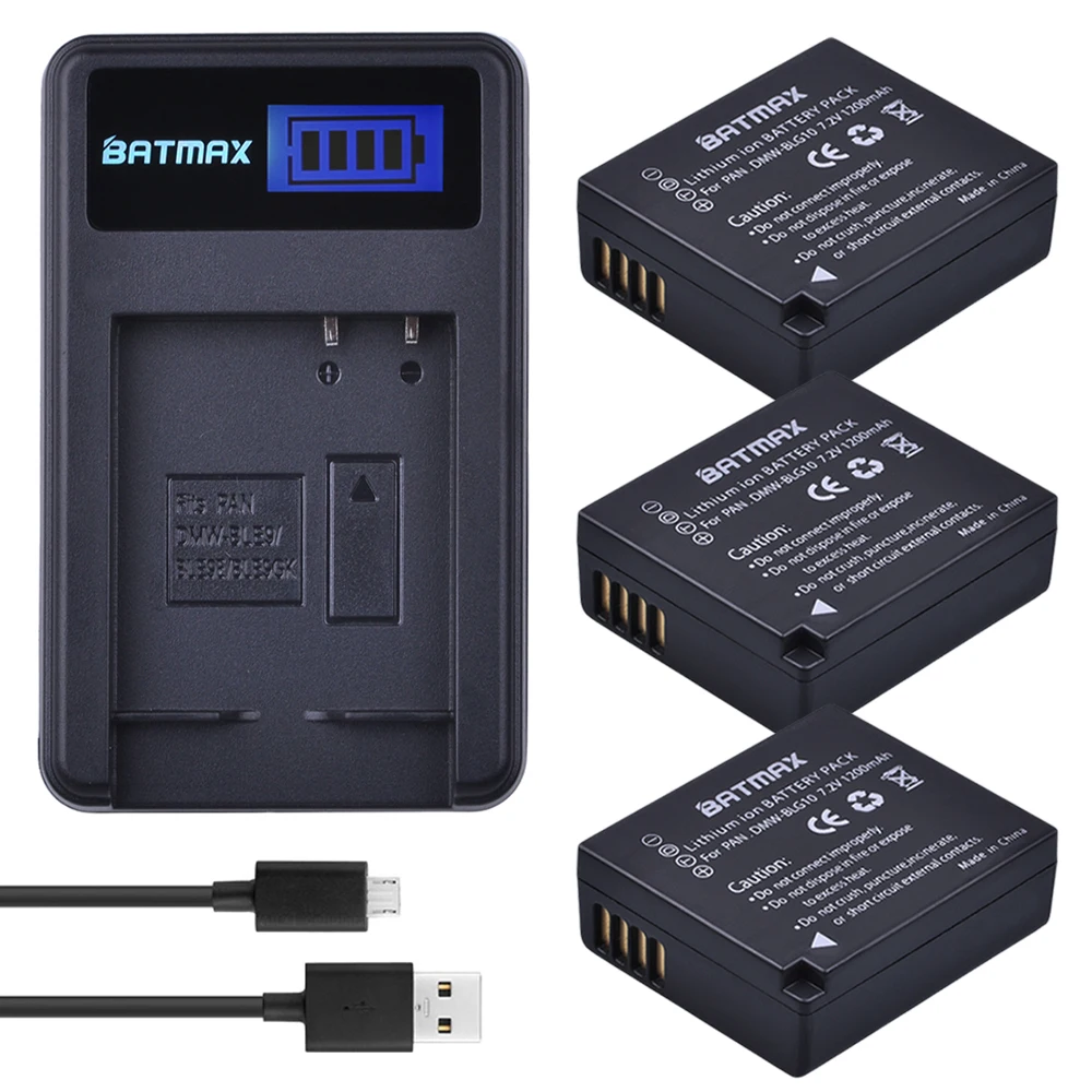 DMW-BLG10 DMW BLG10 BLE9 3 шт. Аккумулятор для камеры + USB ЖК-зарядное устройство Panasonic DMC GF6 GX7