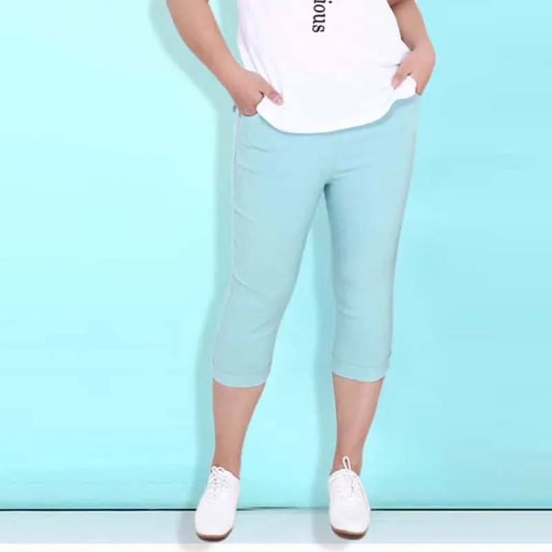 2019 Plus Size Women High Stretch Waist Pants Women Pencil Pants Spring Summer black blue Pants capris Female 6XL 2019 Plus Size Women High Stretch Waist Pants Women Pencil Pants Spring Summer black blue Pants capris Female 6XL