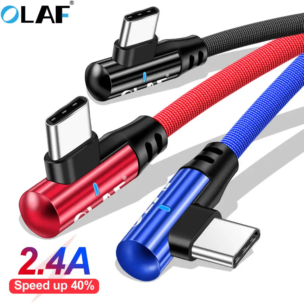 

OLAF Micro USB Type C Cable 90 Degree 2.4A Fast Charging USB C Cable For Samsung S9 S10 Xiaomi mi8 mi9 Huawei Android Microusb