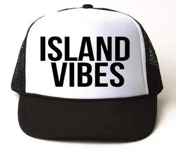 

Island Vibes Letters Print Baseball Cap Trucker Hat For Women Men Unisex Mesh Adjustable Size Drop Ship White M-33