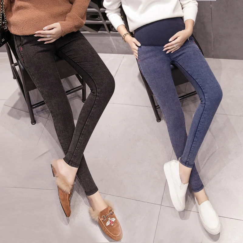 

Plus Velvet Warm Maternity Clothes Winter Pregnancy Jeans High Waist Jeans For Pregnant Women Casual Maternity Clothing