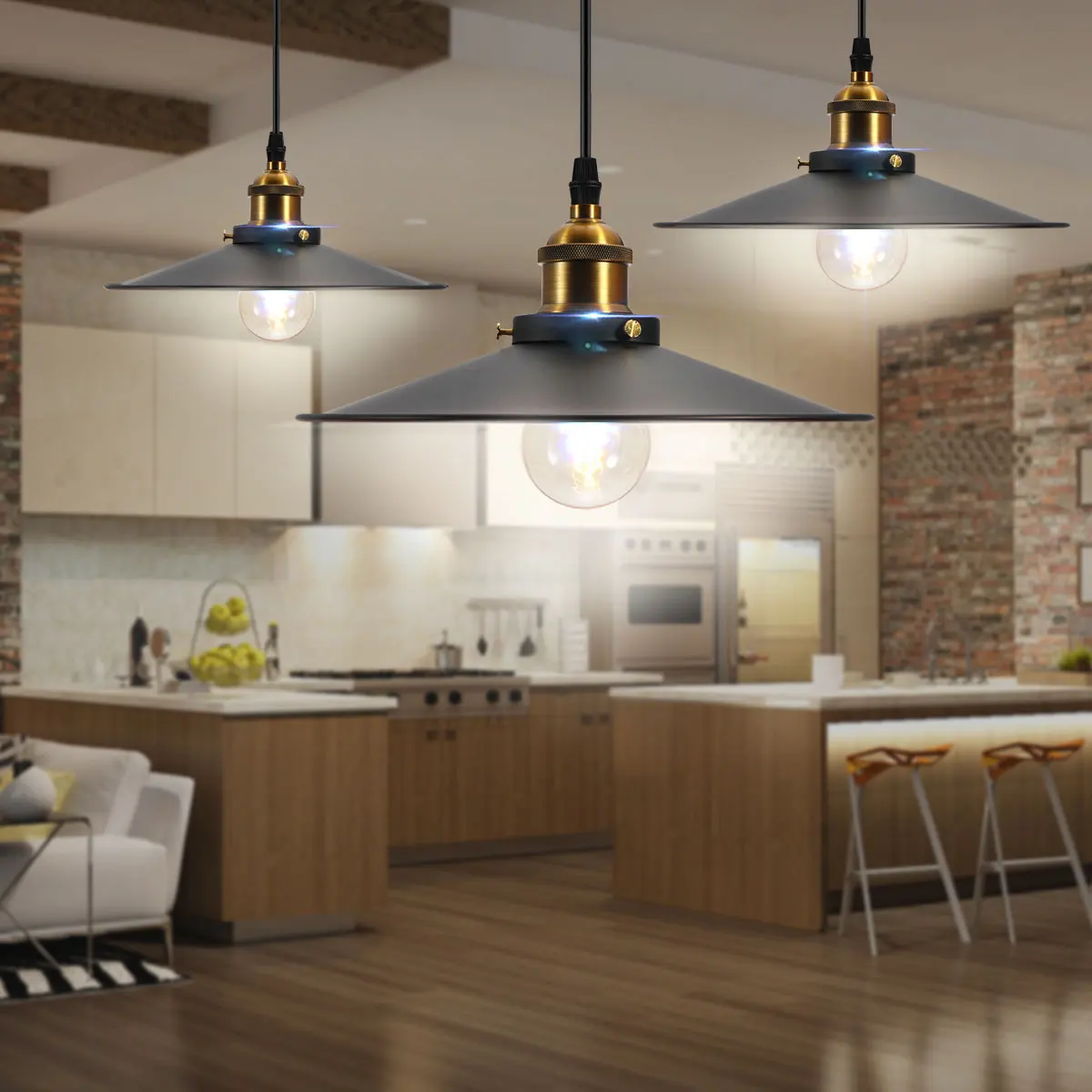  Vintage Metal Iron Pendant Lamp Ceiling Retro Chandelier Light For Garage Living Room Restaurant Ba - 32877009694